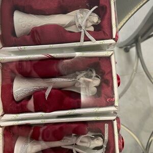 Apple Tree Design, Silver and Cream Angel Ornament’s. Set of 3